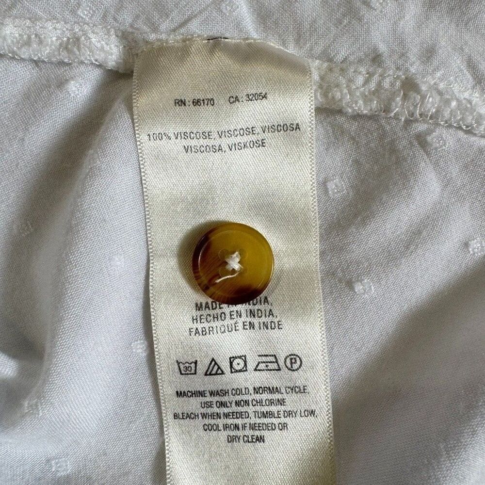 Anthropologie Maeve Size 2 -XS- Eloise Swiss Dot Blouse Button Front White - Picture 7 of 7